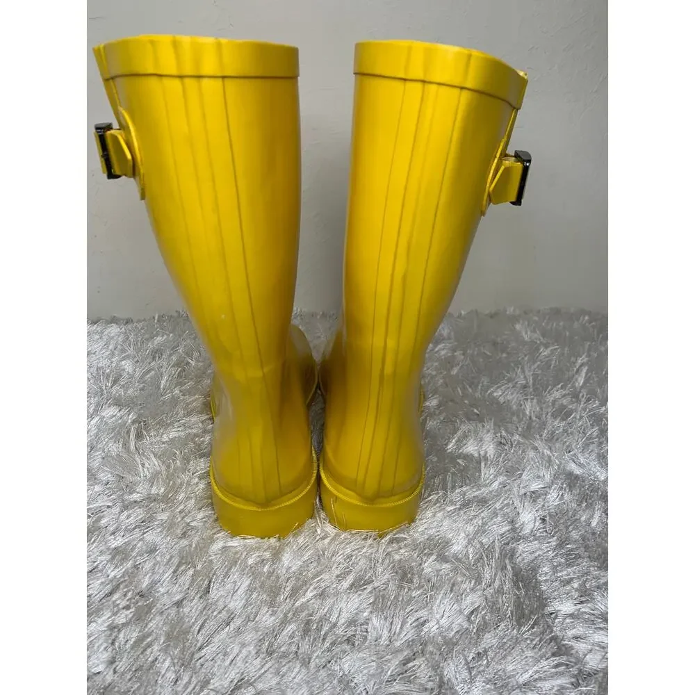 Yellow Rain Boots Classic Preppy Sz 9 College City Waterproof